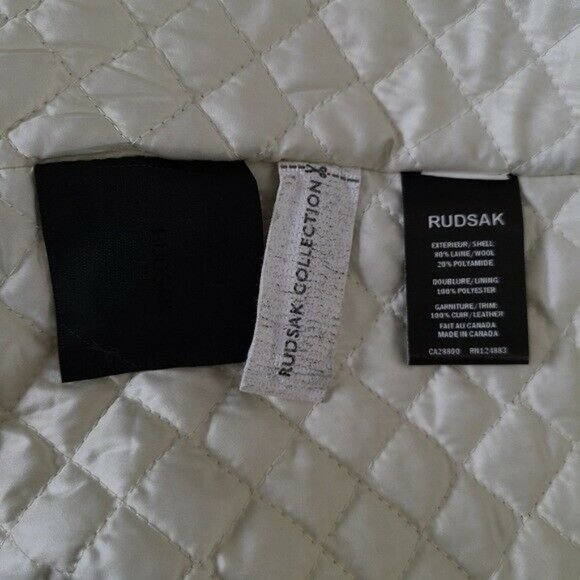 RUDSAK Ivory Designer Wool Leather Button Up Long Trench Coat Size XS - Picture 10 of 12